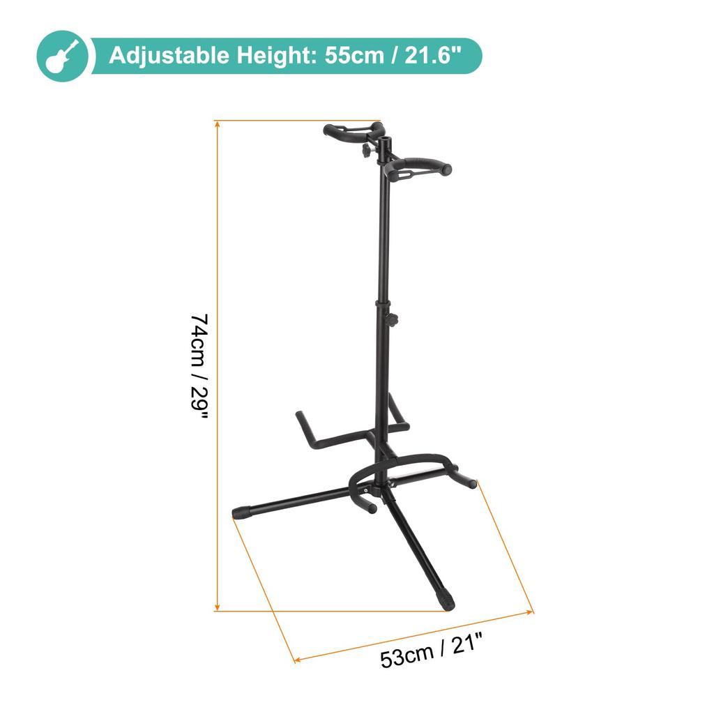 uxcell Double Guitar Adjustable Tripod Stand with Neck Holder for Electric Acoustic Guitars and Folding Tripod Guitar Stand for Two Guitars Stand,