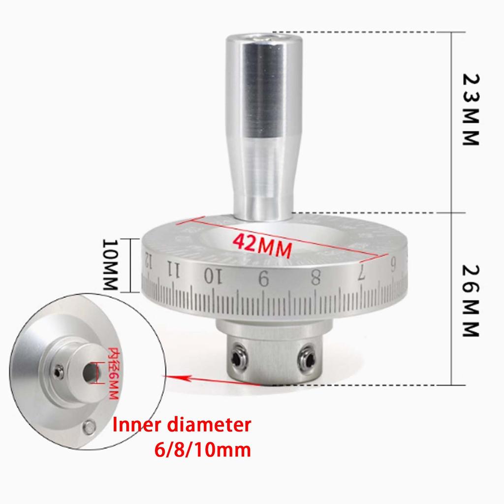 Aluminum Alloy Lathe Hand Wheel with High-definition Scale, Manual Slide Hand Crank Wheel for Metalworking Equipment