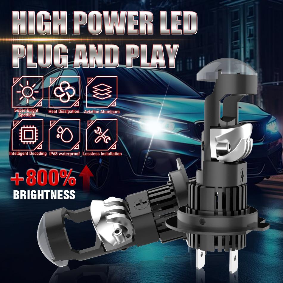 2PCS 1000W Turbo H7 LED Projector CANBUS 1000000Lm Mini Lens H8 H11 9005 9006 1:1 Size Wireless Car LED Headlight Bulbs with Fan