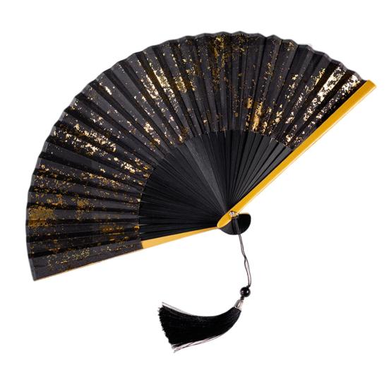 Bamboo Folding Fan with Tassels Hollow Ribs Portable Summer Hand Held Fan Decoration Dance