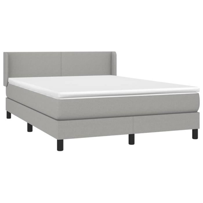 3129545 vidaXL Divan Bed with Mattress Light Grey 140x190cm Fabric