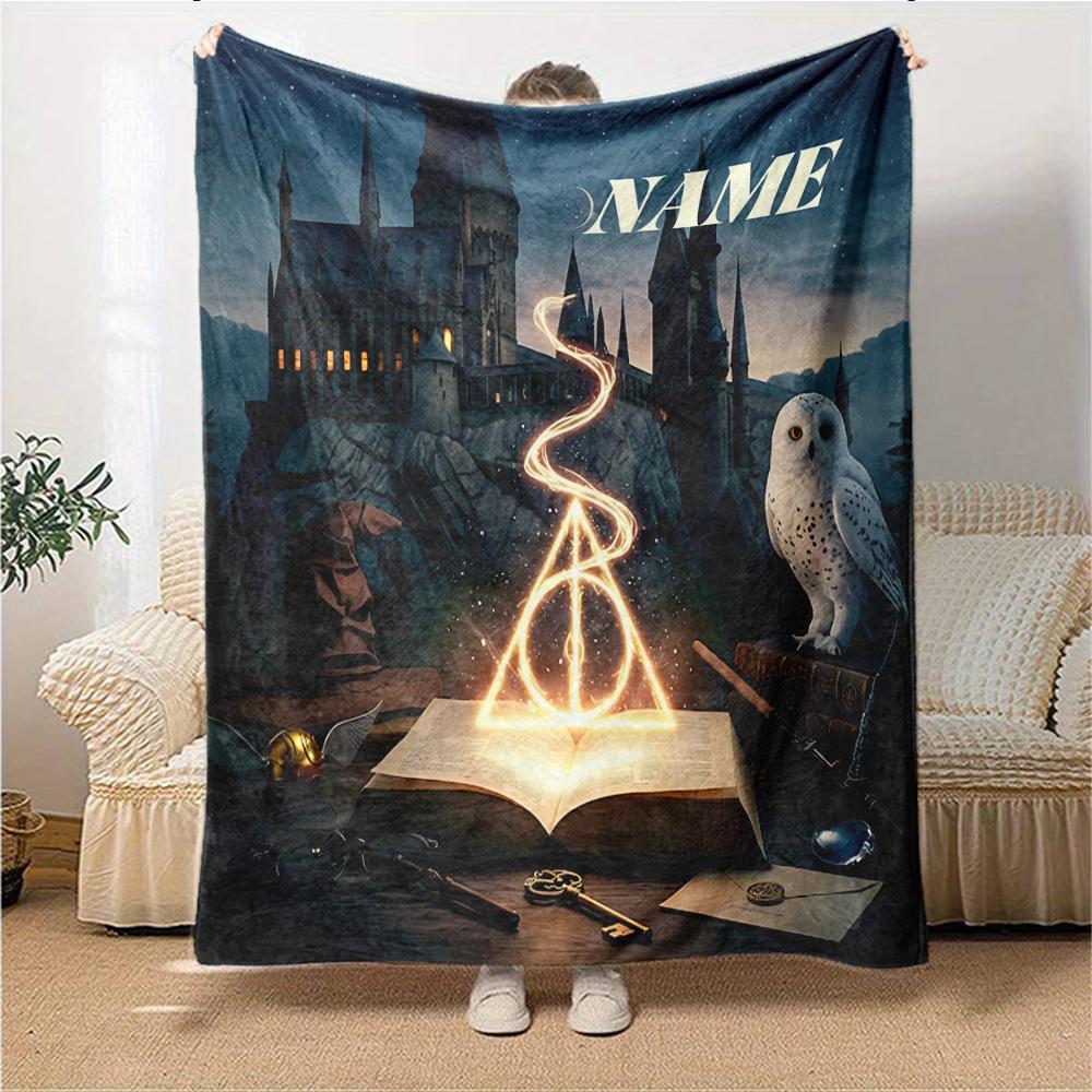 Custom Name Harry Potter Night blanket for Couch & Bed, Plush Cozy Fuzzy Blanket Super Soft & Warm Blankets for Fall and Winter. 090881