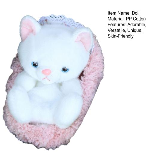 Милая реалистичная плюшевая игрушка котенок со спальным гнездом, мягкая набивная игрушка, пушистая кукла кошка, забавный настольный декор