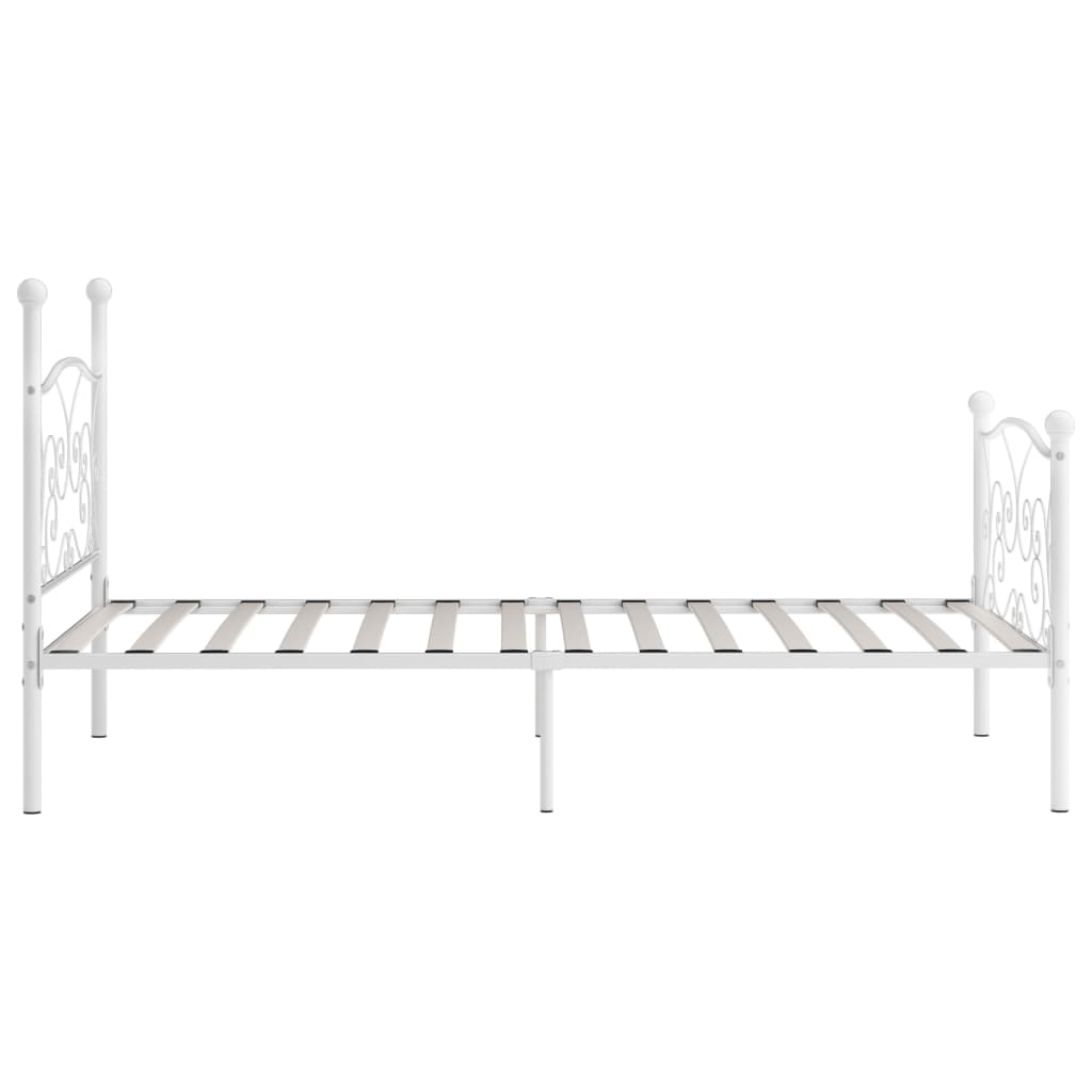Bed Frame with Slats White Metal 100 * 200 cm