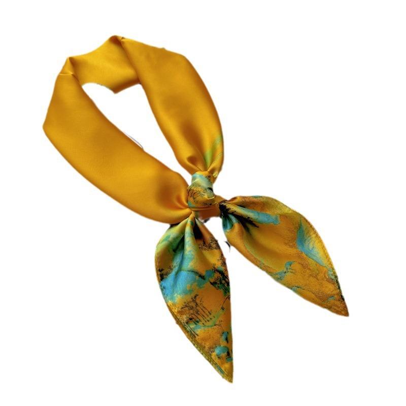 New Hundred Hundred Satin Letter Print Neckerchief 70×70 Silk Scarf Small Square Scarf High Sense of French Scarf