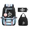 Blue Prison Student School Bag Children'S Meal Bag Casual Pencil Bag Three-Piece Set