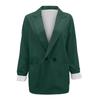 Ladies Long  Puff Sleeve Solid Color Pleated Jacket Ladies Cardigan Pocket Casual Jacket