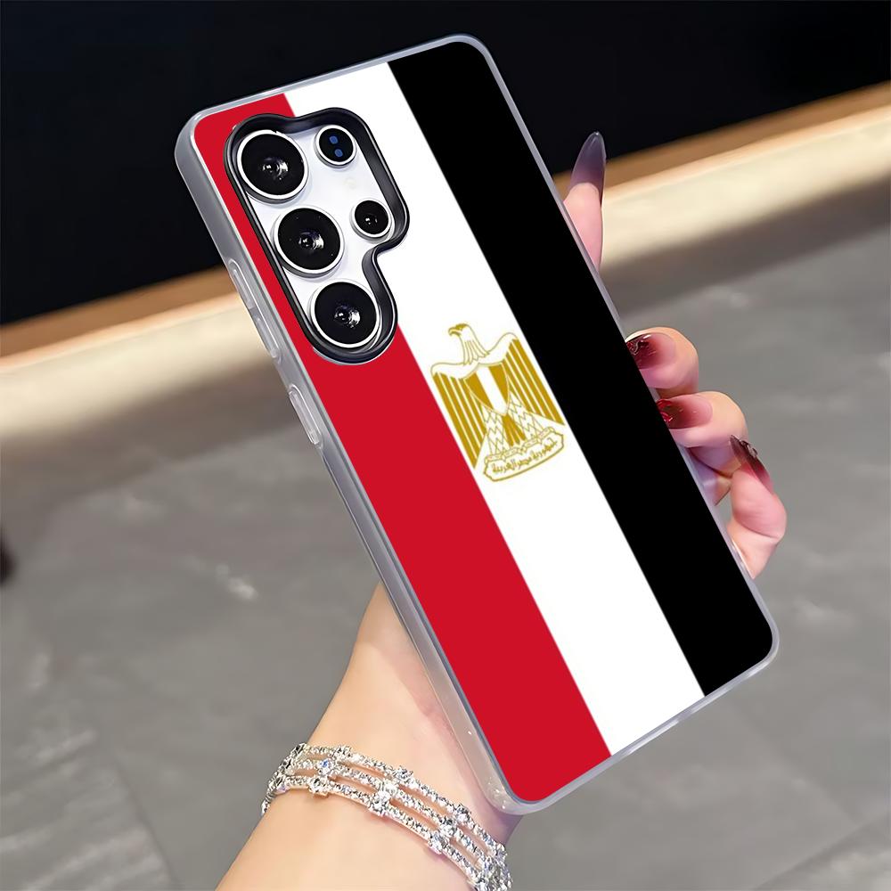 Крутой чехол для телефона с флагом Египта для Samsung S26 S25 S24 S23 S22 S21 FE Plus Ultra Черный 2-в-1 Желейный силиконовый чехол