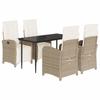 VidaXL Ensemble à Manger de Jardin avec Coussins 5 pcs, Chaises et Table de Patio, Meubles de Terrasse, Moderne, Beige 3212572