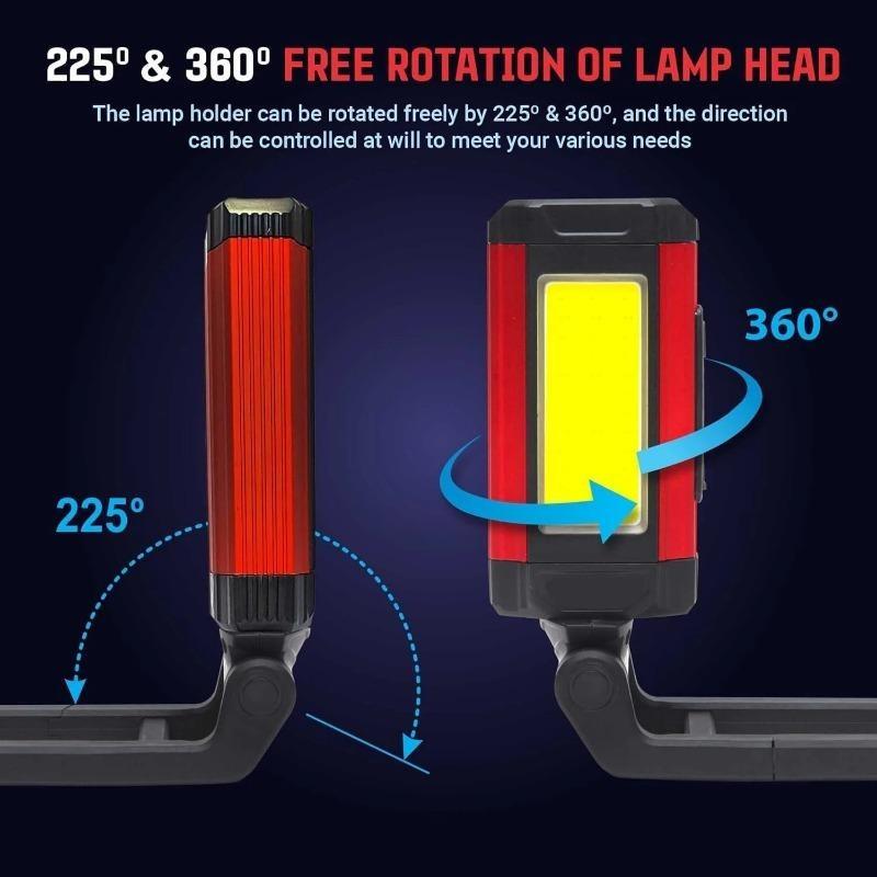 Светодиодный рабочий фонарь USB Type-C Зарядка Фонарик Красные Магнитные Фонари Водонепроницаемый Рабочий Крюк Перезаряжаемый Складной COB Вращающийся Самый Яркий