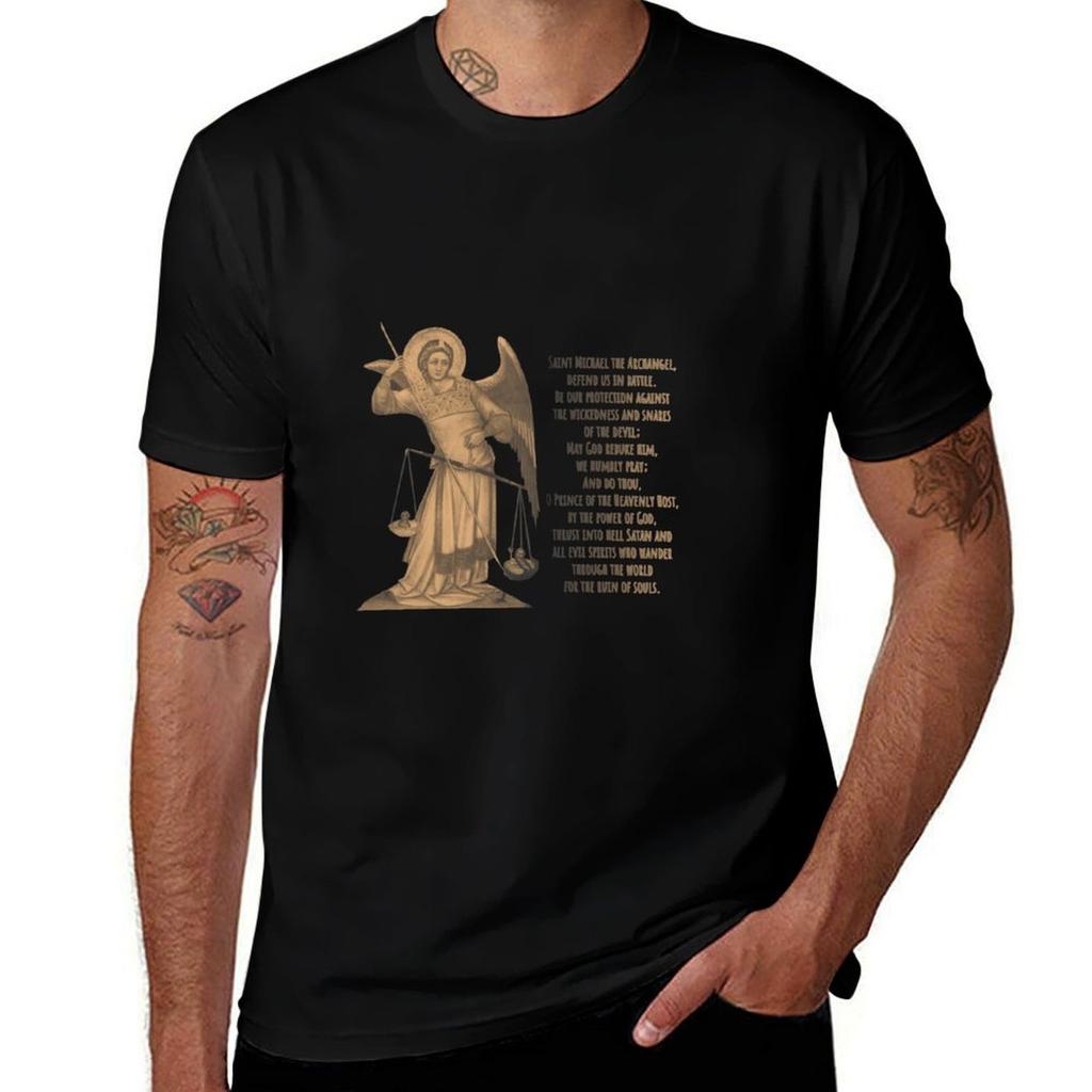 Saint Michael The Archangel Prayer TShirt Soft Touch Basic Cotton TShirt