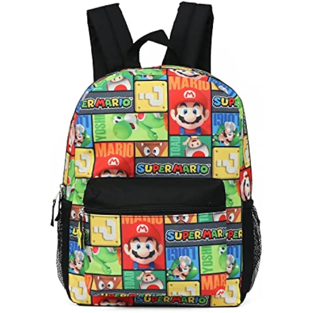 Школьный рюкзак Super Mario 16" с принтом персонажей, один размер