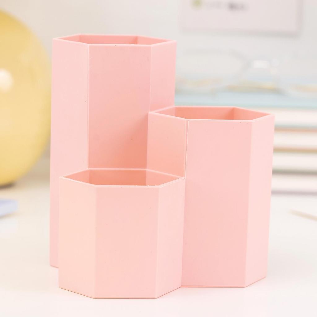 Hexagonal Multi-Grid Storage Box: Creative Eyebrow Pencil, Cosmetic, and Stationery Desktop Holder for Students