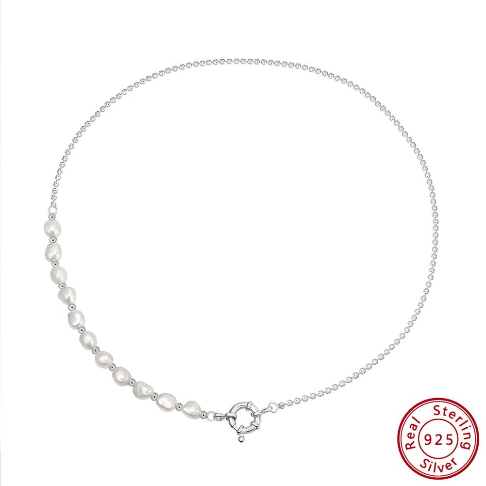 ORSA JEWELS Серебряная цепочка S925 с половиной жемчуга, чокер для женщин, украшение, для танцевальной вечеринки, свидания, свадьбы, отпуска, GPN92