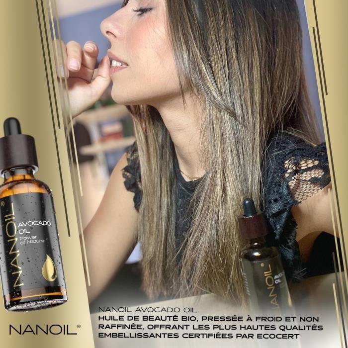 Huile d’Avocat Nanoil – Huile D’avocat Naturelle, Pressée À Froid Et Non-raffinée Pour Les Soins Du Visage, Du Corps Et Des Cheveux