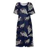 Women's Casual Dresses Printed Dresses Summer Dresses Printed Pleated Round Neck Midi Dresses Basic Classic Outdoor Daily Short Sleeve Loose Dresses