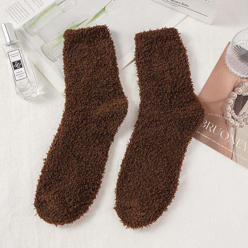 Coral Fleece Socks Fleece-lined Warm Sleep Socks Floor Socks Autumn and Winter Women's Mid-calf Socks Non-shedding