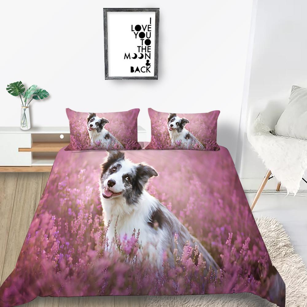 Новая мода Цветок Пододеяльник Комплект домашних животных Постельное белье Собаки Наволочка Дизайн Домашний текстиль Мультфильм Мужчина Женщина Одноместный Чехол на кровать King Size