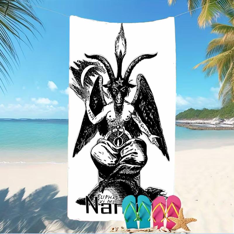 Customizable personalized beach towels Baphomet themed designs.Suitable for the beach, yoga, sports;ideal as beach accessories