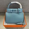 2026 Womens Top Grain Leather Bucket Bag With Swift Accents Detachable Strap Medium Size Daily Wear