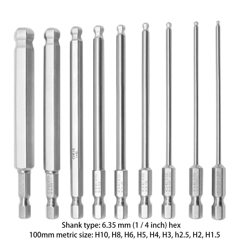 Бита для отвертки со сферической головкой, тонкая обработка, магнитная метрическая система
