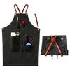 Unisex Cotton Work Apron With PU Leather Straps Barista Barber Florist Restaurant Staff