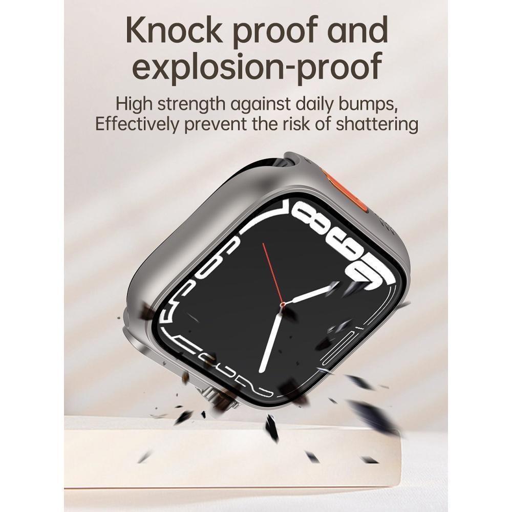 Корпус из закаленного стекла + чехол для часов ПК для Apple Watch 8 7 45 мм 41 мм 44 мм 40 мм Обновление до Apple Watch Ultra 49 мм Защитный бампер-экран