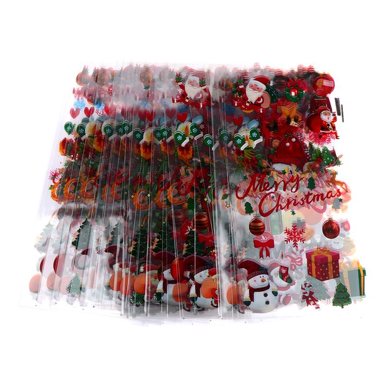 50 шт. рождественских серий конфетных мешочков, подарочный пакет Санта-Снеговика, рождественские украшения 2024 года, рождественские подарочные пакеты, упаковочные материалы для печенья
