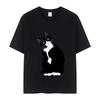 Cute Funny Tuxedo Cat Printing T Shirt Summer 100%cotton Oversized T-shirts Unisex Women Harajuku Fashion Style T-shirt Streetwear