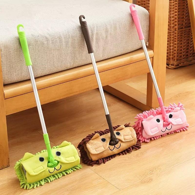 Cleaning Childrens Play Mop Set With Reusable Dustpan Flat For Educational Tool