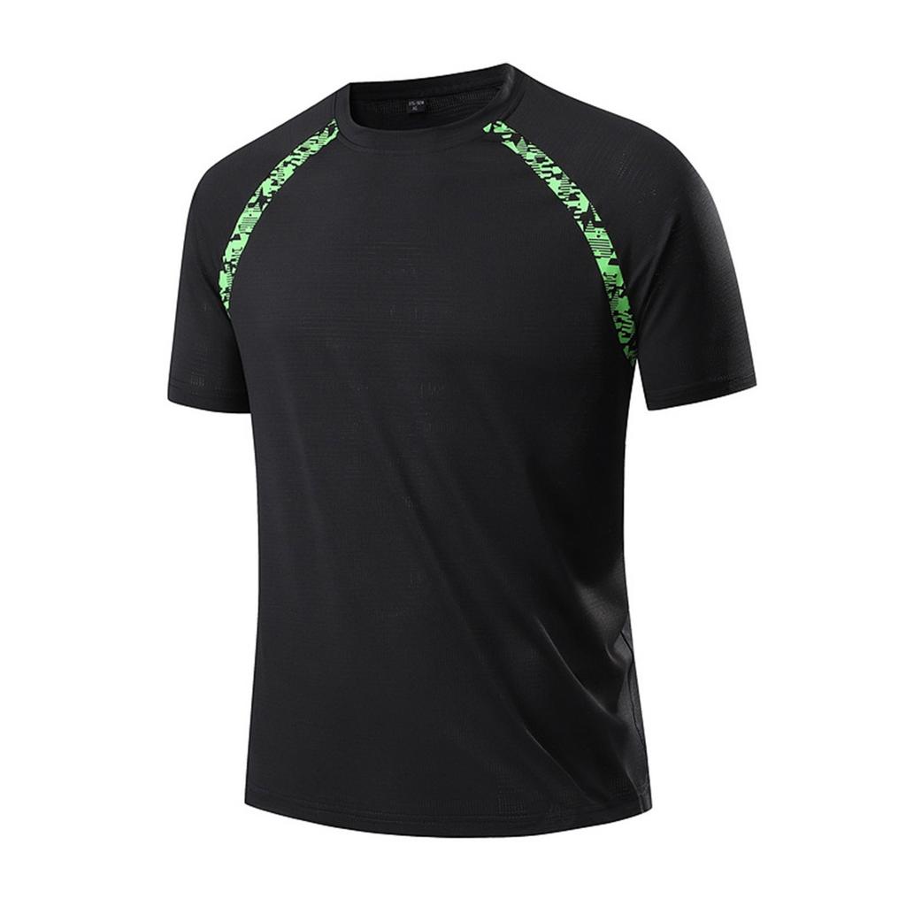 Мужская летняя облегающая дышащая одежда из шелка с круглым вырезом, быстросохнущая, повседневная спортивная футболка, топы