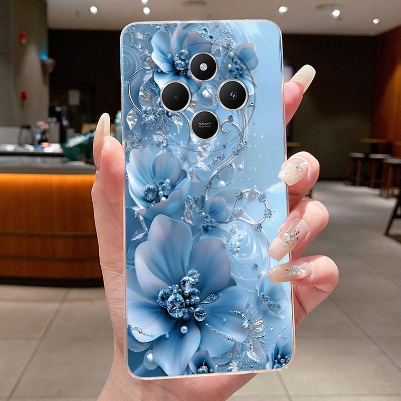 Чехол для Xiaomi Redmi 14C 14R Capa Цветок Бабочка Корпус Телефона Redmi A3 Pro 4G A4 5G Funda Мягкий Силикон Прозрачный ТПУ Чехол
