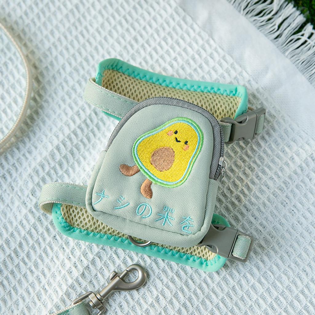 Pet Backpack Harness Adjustable Outdoor Cat Saddle Bags with  Leash for Small Pets Cats Dogs