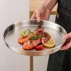 4 Sizes Deep Stainless Steel Meal Trays Round Dish Plates Barbecue Fruit Noodles Salad Mixing Dish Bowl Hotel Kitchen Tableware