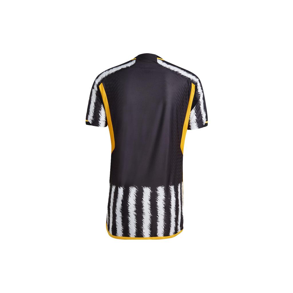 Adidas Ювентус 23/24 Домашняя майка с буквенным принтом в полоску и лоскутное спортивное мужское джерси с коротким рукавом черного цвета HR8248