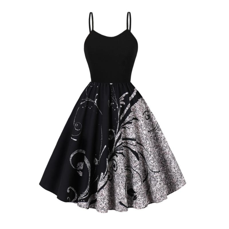 Новое летнее прохладное платье-сарафан с ретро-принтом и маятником