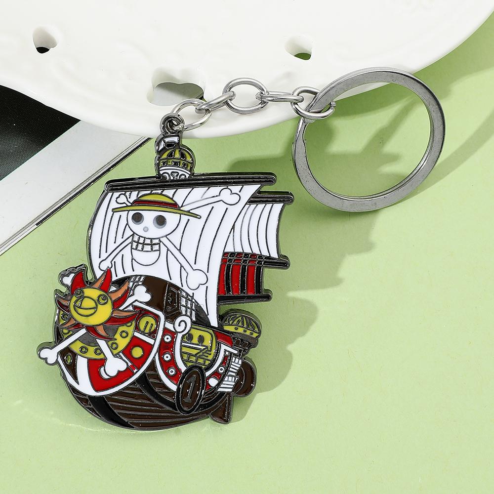 One Piece Metal Keychain Anime Luffy Ace Law Devil Fruit Keyrings Creative Pendant Car Key Holder Fashion Charm Gifts