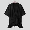INCERUN S-5XL Men Short Sleeve Twisted Irregular Cardigan Kimono Tops