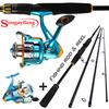 Fishing Rod and Reel Combo 4-section Portable Fishing Rod and 11+1 BB Smooth Powerful Spinning Reel