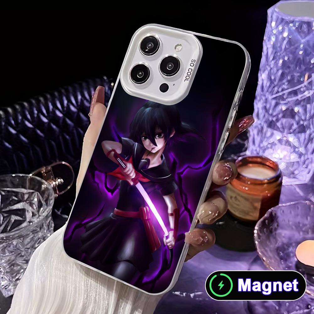Akame Kurome White Translucent MagSafe Mobile Phone Case for iPhone 17 16 15 14 13 12 11 X XR XS Air Pro Max Plus Cover