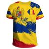 Summer Round Neck 3D Romania Flag Graphic Print Top Fashionable Casual Short Sleeved Football Jersey Men's T-shirts