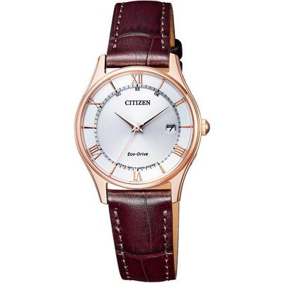 ES0002-06A ( Часы CITIZEN COLLECTION Eco-Drive радиоуправляемые Thin Series Date женские кожаный ремешок / розовое золото)