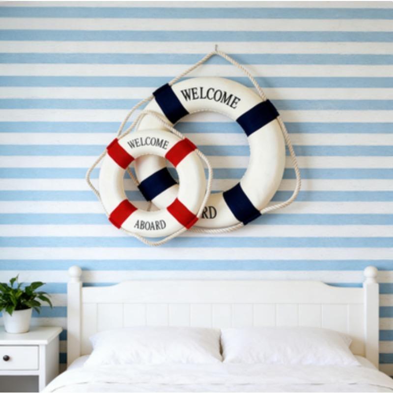 Classic Red & Blue Life Buoy Desk Decor, Nautical Ornament - Perfect for Home Office, Shelf, or Maritime Theme Room Styling