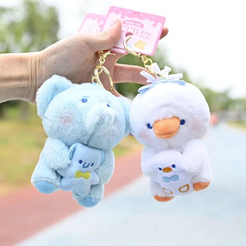 Animal Plush Animal Keychain Bear Hugging Series Plush Doll Keyring  Doll Machine Prize