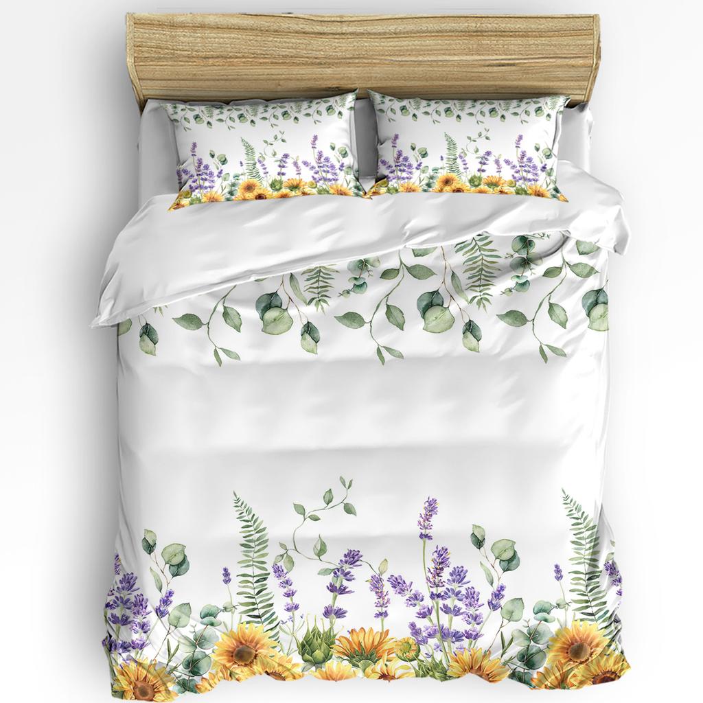 Spring Flowers Plants Wildflowers 3pcs Bedding Set For Double Bed Home Textile Duvet Cover Quilt Cover Pillowcase