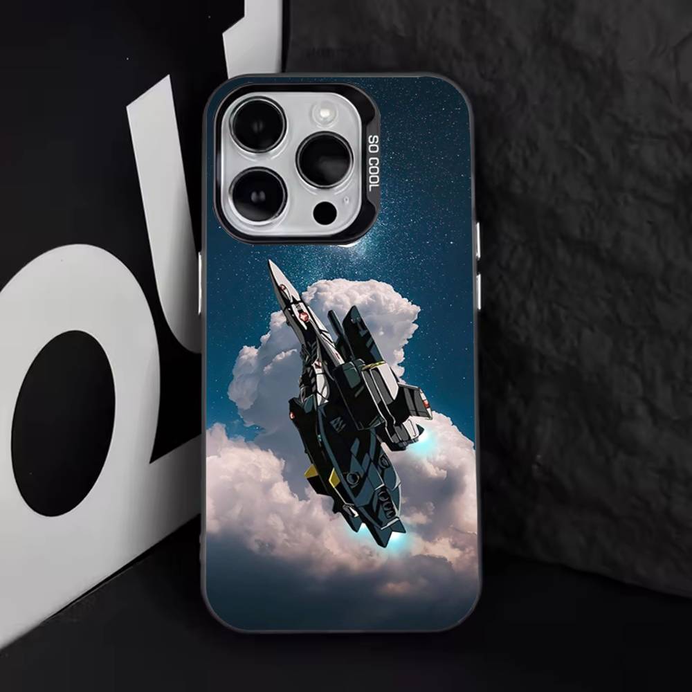 R-Roboteches M-Macross (1) Чехол для телефона для iPhone 17,16,15,14,13,12,11,Pro,Max,Plus,E,Air,Mini Черный ТПУ Чехол