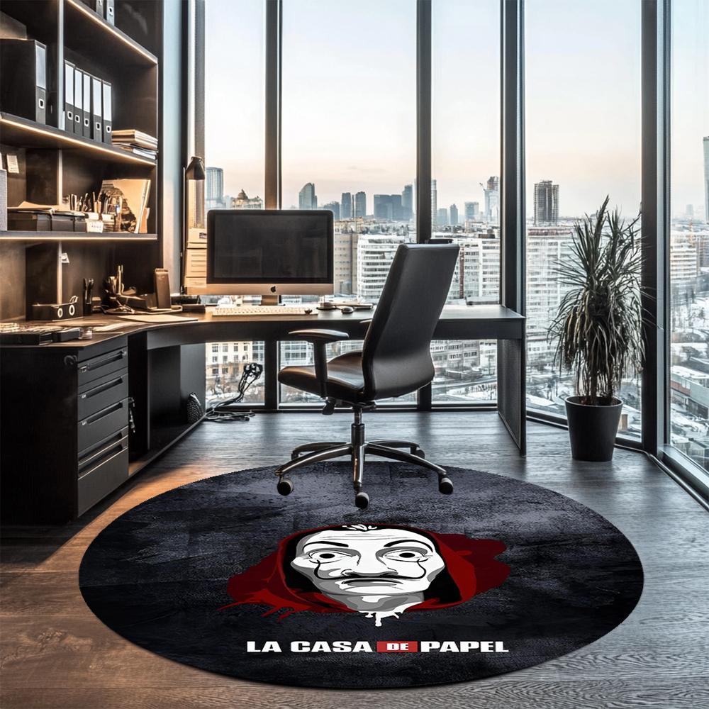 La Casa De Papel Printed Round Rug Carpet Chair Rug Area Rug Entryway Doormats,for Office Chair Living Room Bedroom Kitchen Room.