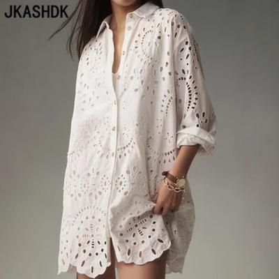 Женская мода, повседневные весенне-осенние однотонные рубашки-поло с длинным рукавом и принтом, блузки и рубашки