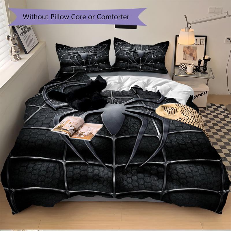 3Pcs Spiderman Black Suit Bedding Set Quilt Cover Pillowcase Home Christmas Xmas Halloween Gift 1 Duvet Cover 2 Pillowcase M924477