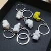 Stylish Rabbit Keychain Pendant Lovely Animal Shaped Keychains Flocking Keyring